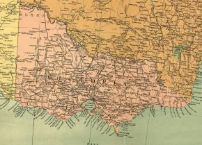 "Historical map of Victoria, Australia, from 1916, showing state boundaries, major towns, railways, and geographic features." (From The Perry-Casta&ntilde;eda Library Map Collection: Historical maps of Australia and the Pacific, by McCarron, Bird and Co., 1916, University of Texas Libraries. https://legacy.lib.utexas.edu/maps/historical/australia_1916_victoria.jpg. Public domain.)