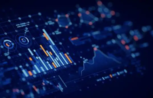 Graphs and figures in blue tones